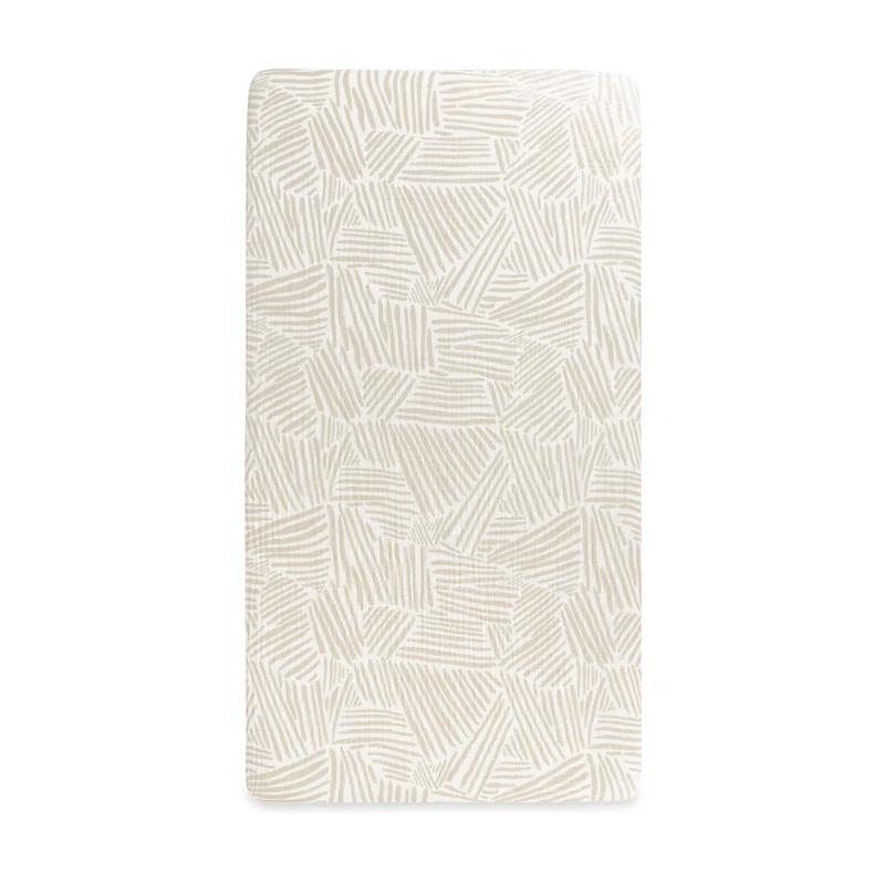 Oat Stripe Crib Sheet In Muslin Cotton