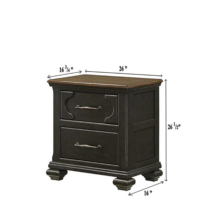 Canora Grey Traditional 2-Drawer Nightstand With Metal Knobs, Modern Night Stand