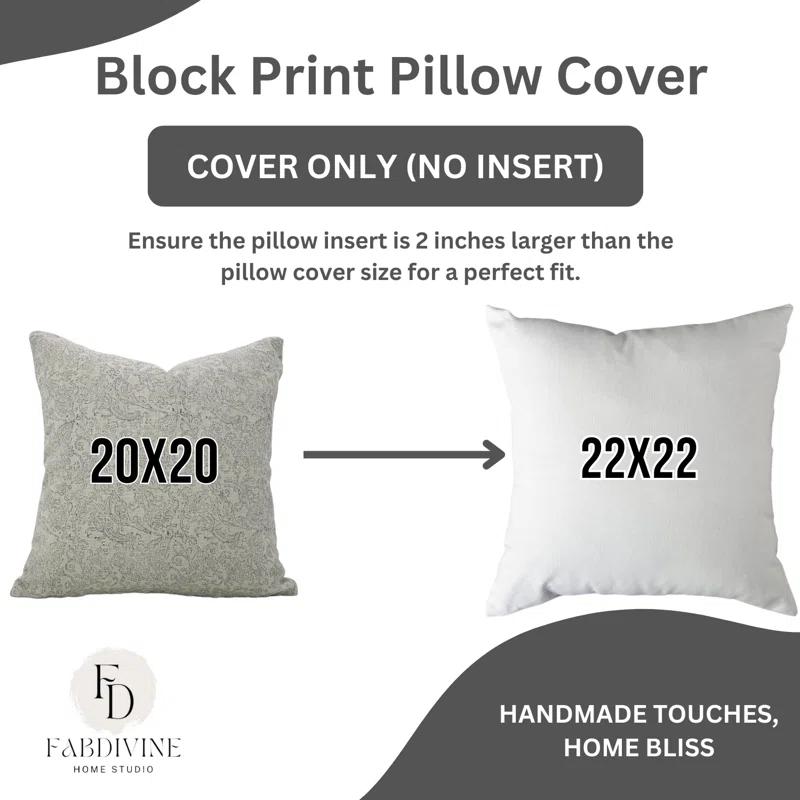 Fabdivine Fabdivine Handmad Block Print Decorative Linen Black Pillow Cover, Sudharshan Jaal