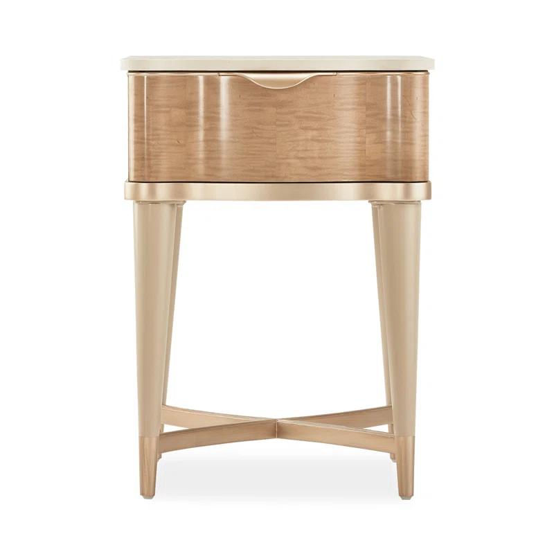 Michael Amini Malibu Crest Marble Top End Table with Storage