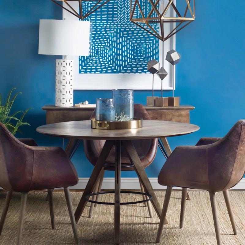 Everly Quinn 8" Artisan Blue And Gold Metallic Flat Bottom Vase