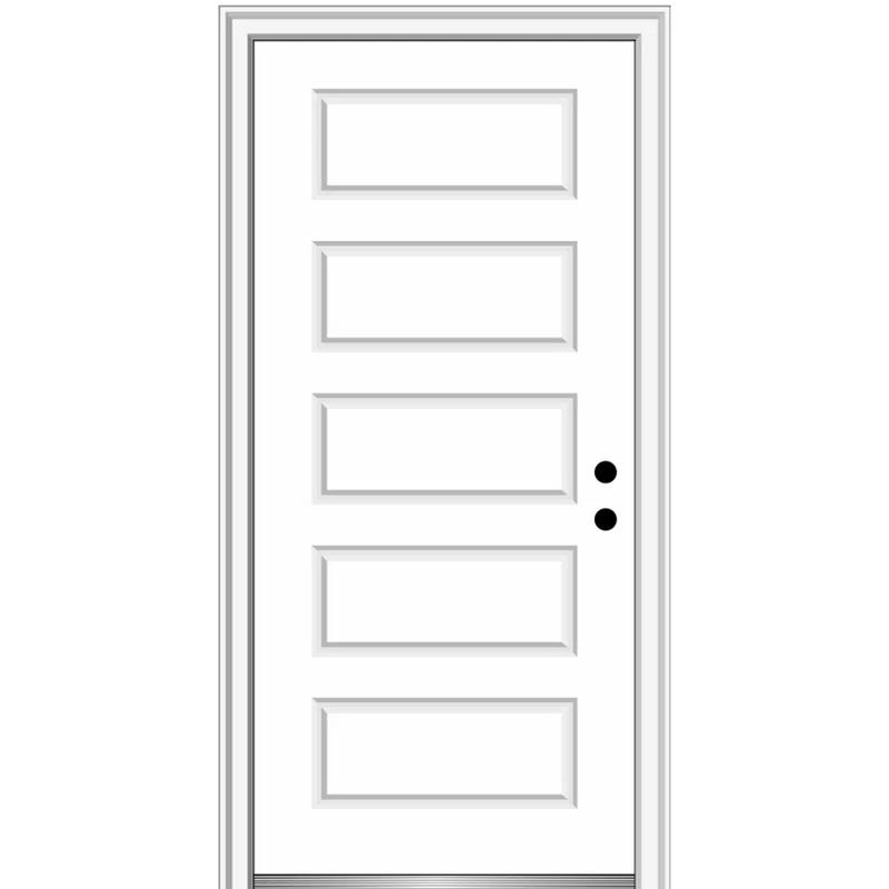 Rockport 32'' x 80'' Solid + Manufactured Wood Paneled Prehung Door