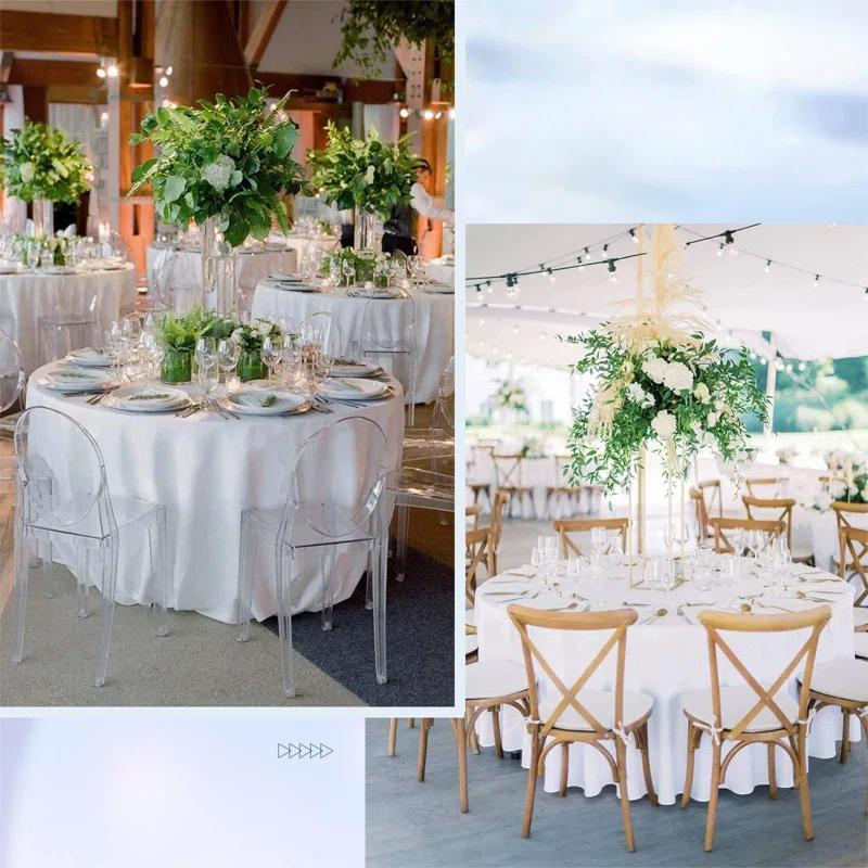 Hokku Designs 10 Packs Premium Round Tablecloth 90 Inch White Polyester Table Cloth Bulk Washable Polyester Fabric Tablecloths Table Cover For Wedding Party Banquet Buffet Table Holiday Dinner (White, 90 Inch)