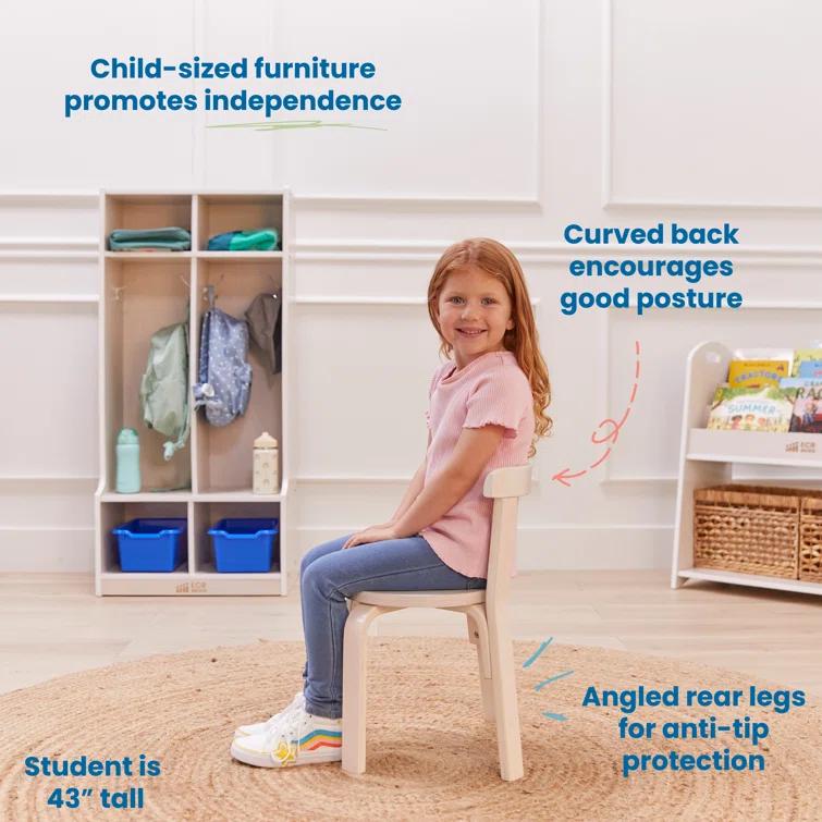 ECR4Kids Bentwood Round Table and Curved Back Chair Set, Kids Furniture, 5-Piece