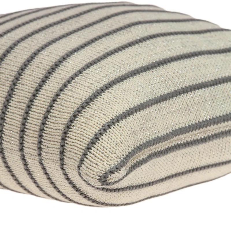 HomeRoots Striped Cotton Reversible Throw Pillow