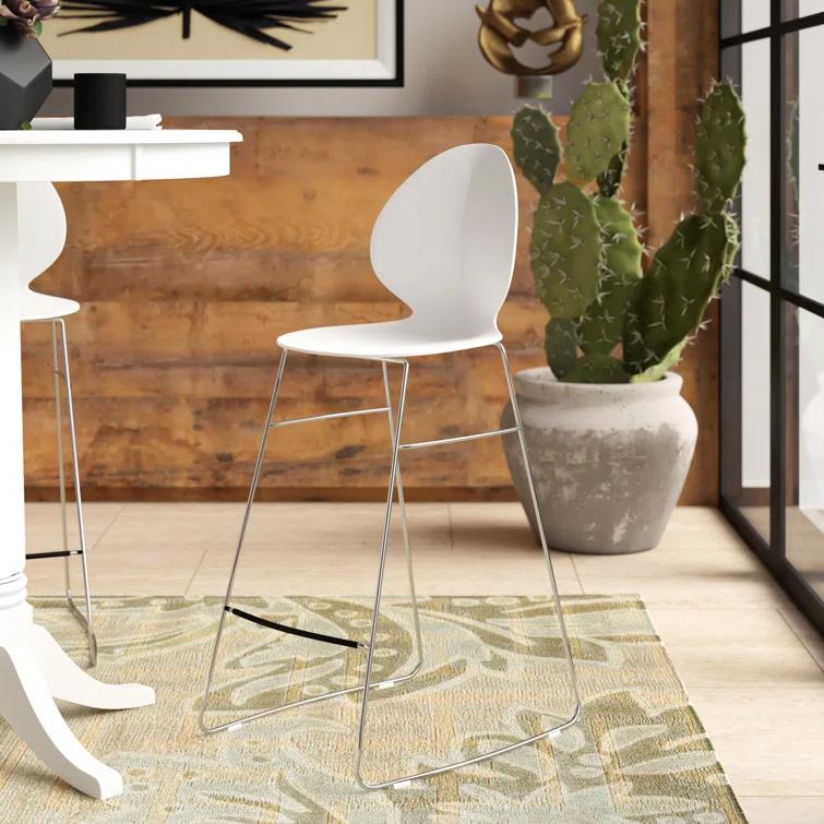 Silver Whisper Acrylic & Metal Basil Leaf Bar Stool