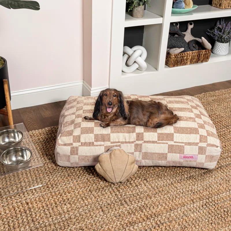 The Licker Store Mabel Designer Modern Ultra Soft Reversible Plush Rectangular Pet Bed with Washable Cover