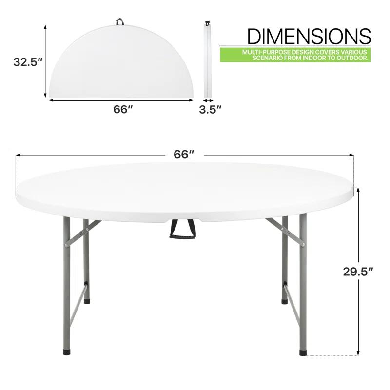 MoNiBloom Plastic Round Folding Table, Portable Foldable Party Banquet Table for Camping Dining Outdoor Picnic