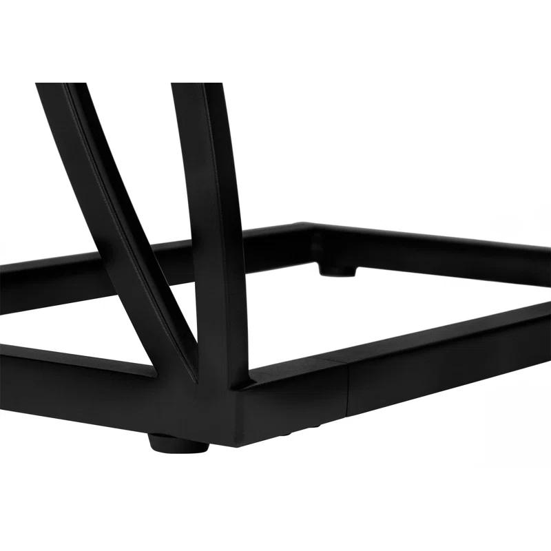 Latitude Run® Accent Table, C-shaped, End, Side, Snack, Living Room, Bedroom, Metal, Laminate, Grey, Black