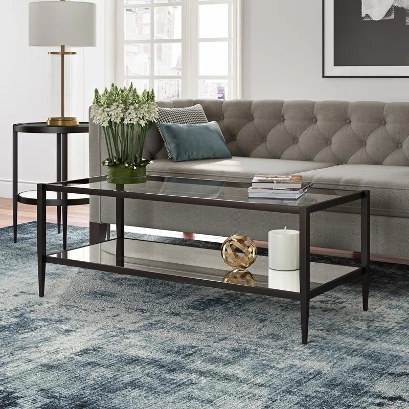 Hudson&Canal Glass Top Single Coffee Table