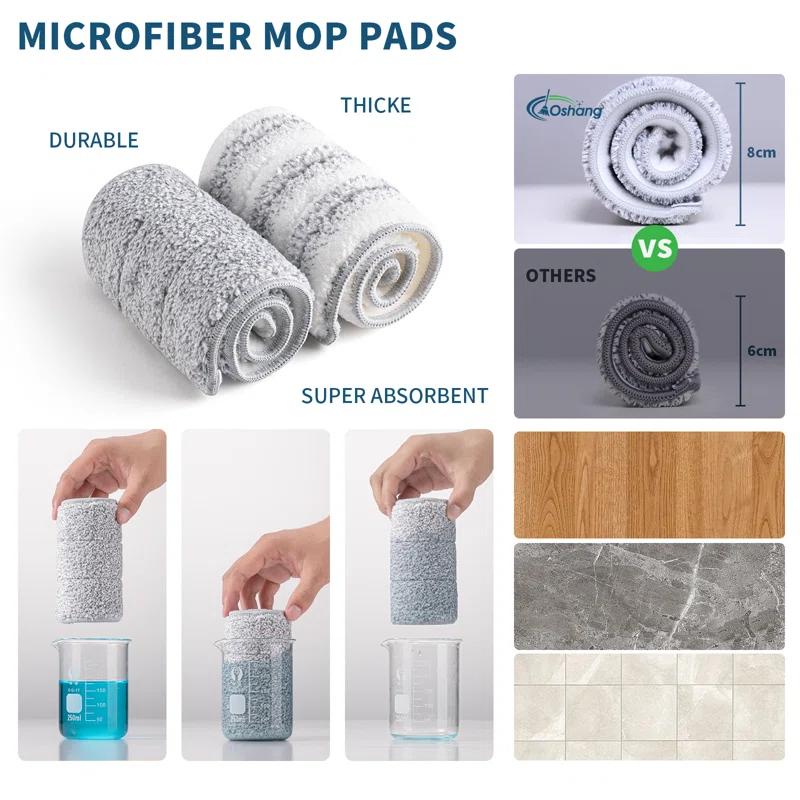 Oshang Oshang Flat Mop and Bucket OG2 - Hand-Free Floor Cleaning Mop - 4 Microfiber Mop Pads Included