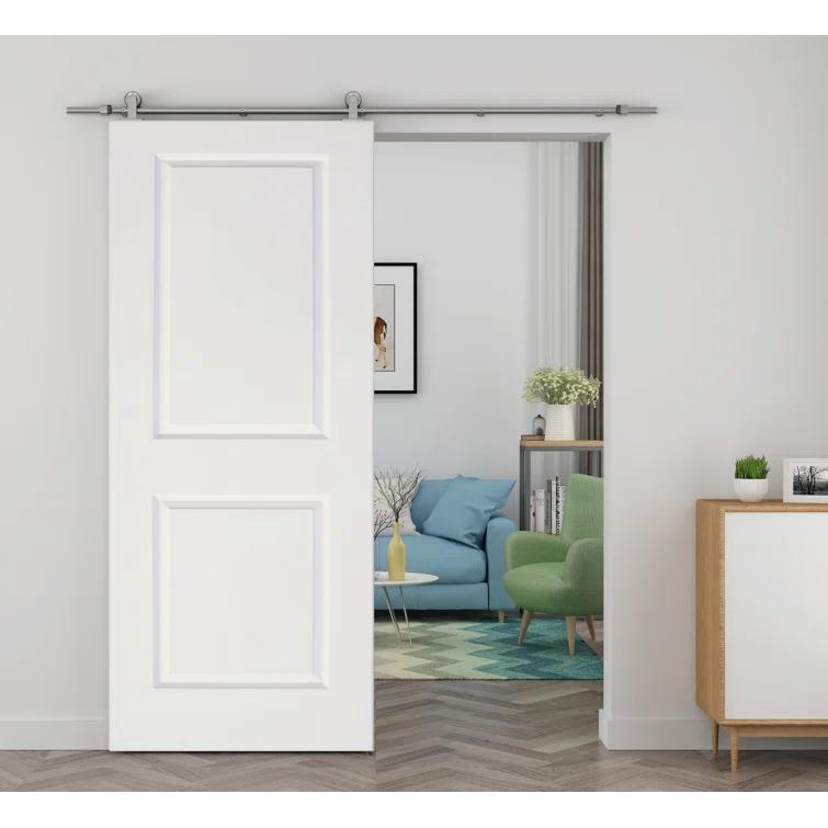 Calhome Paneled Wood Primed Barn Door with Installation Hardware Kit & Reviews | Wayfair