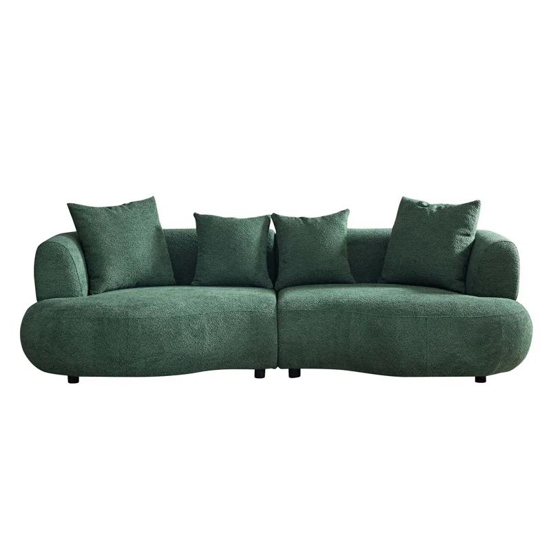 Hokku Designs 102.36" Mid-Century Modern Upholstered 4-Seat Sectional Curved Sofa Couch