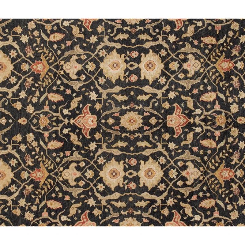 Bokara Rug Co., Inc. Rectangle Oriental Hand-Knotted Wool Area Rug in Black/Brown/Red