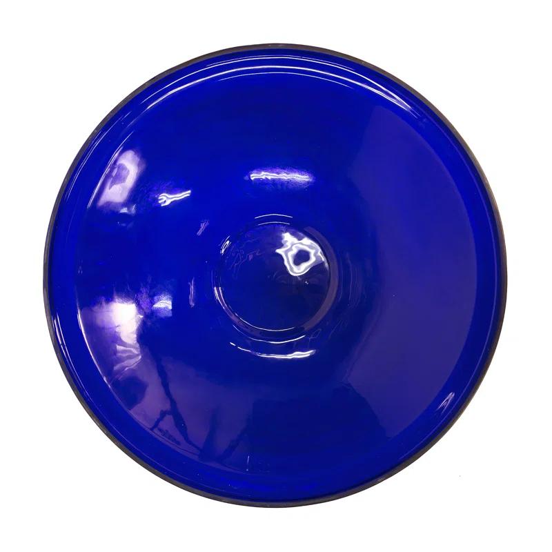 Winston Porter Crackle Glass Birdbath Bowl with Stake, 14-in