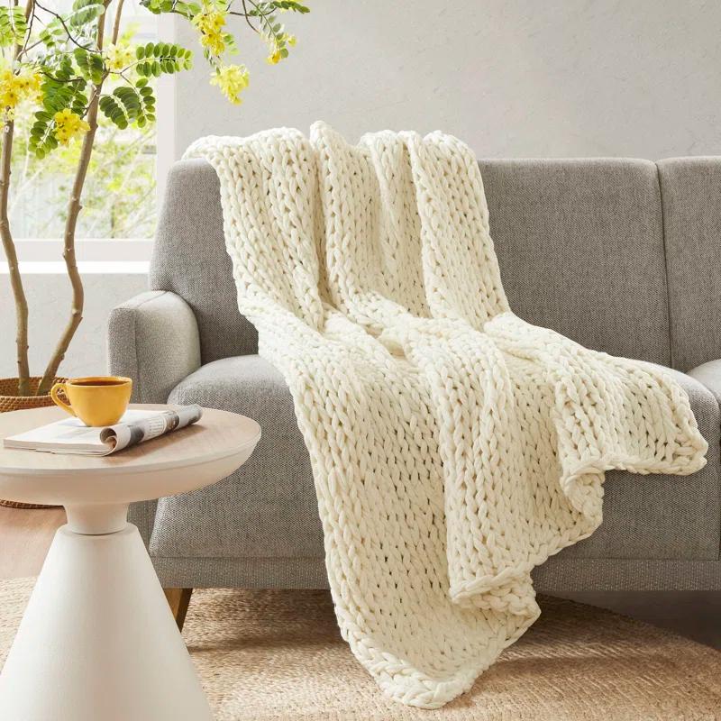 Kelly Clarkson Home Madison Hand Made Chunky Double Knit Throw Blanket