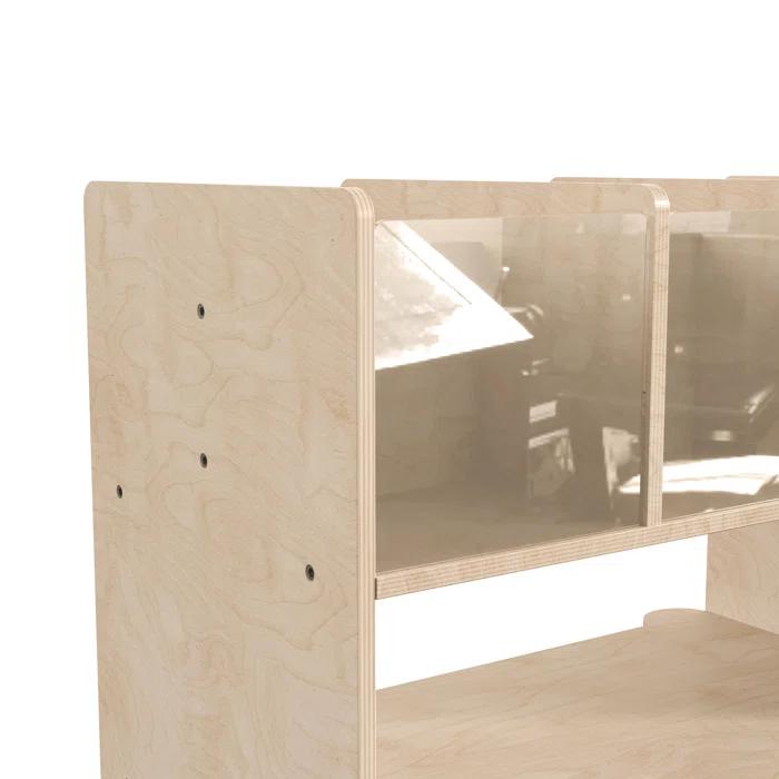 Bright Beginnings Bright Beginnings Commercial Wooden Mobile Storage Cart with Compartments, Bins, and Wheels