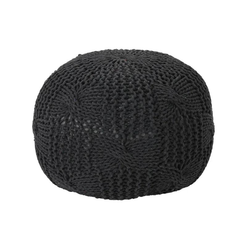 Anouk Knitted Cotton Pouf Dark Gray - Christopher Knight Home