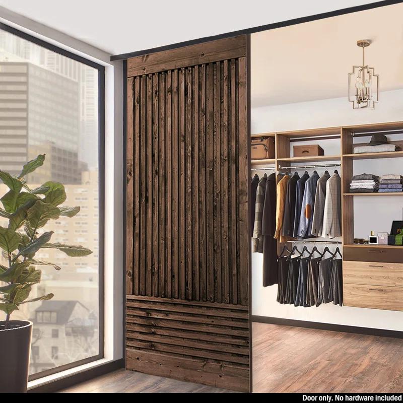 Calhome 84'' Solid Wood Paneled Painted without Installation Hardware Kit Barn Door