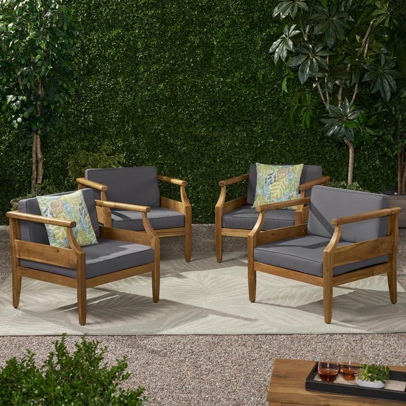 Rosecliff Heights Leist Outdoor Patio Chair with Cushions (Set of 4)