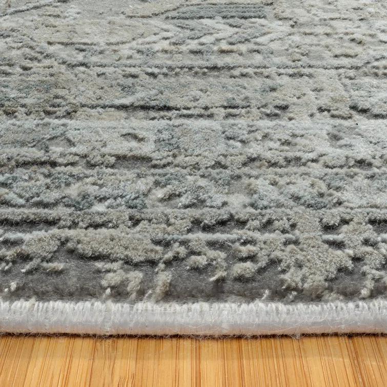 Gertmenian Florance Modica Transitional Oriental Border Floral Dark Gray High-Low Viscose/Acrylic Area Rug