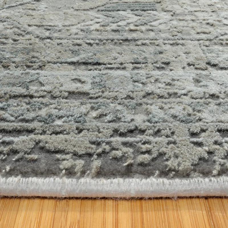 Gertmenian Florance Modica Transitional Oriental Border Floral Dark Gray High-Low Viscose/Acrylic Area Rug