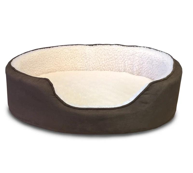 FurHaven Faux Sherpa & Suede Oval Dog Bed