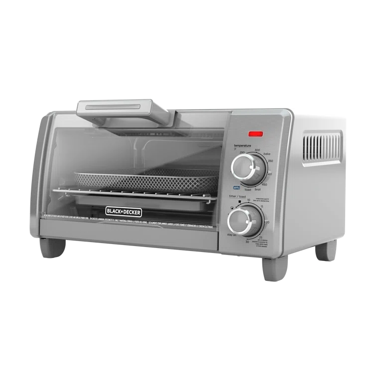 BLACK+DECKER BLACK+DECKER 4-Slice Crisp N Bake Air Fry Toaster Oven, TO1787SS, 5 Cooking Functions, 30 Minute Timer, Stainless Steel