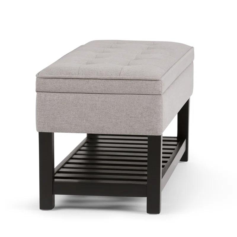 Simpli Home Cosmopolitan 44"W Transitional Tufted Storage Ottoman Bench with Lift Top