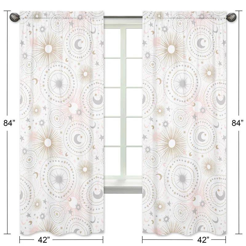 Sweet Jojo Designs Celestial Geometric Semi-Sheer Rod Pocket Curtains/Drapes (Set of 2)