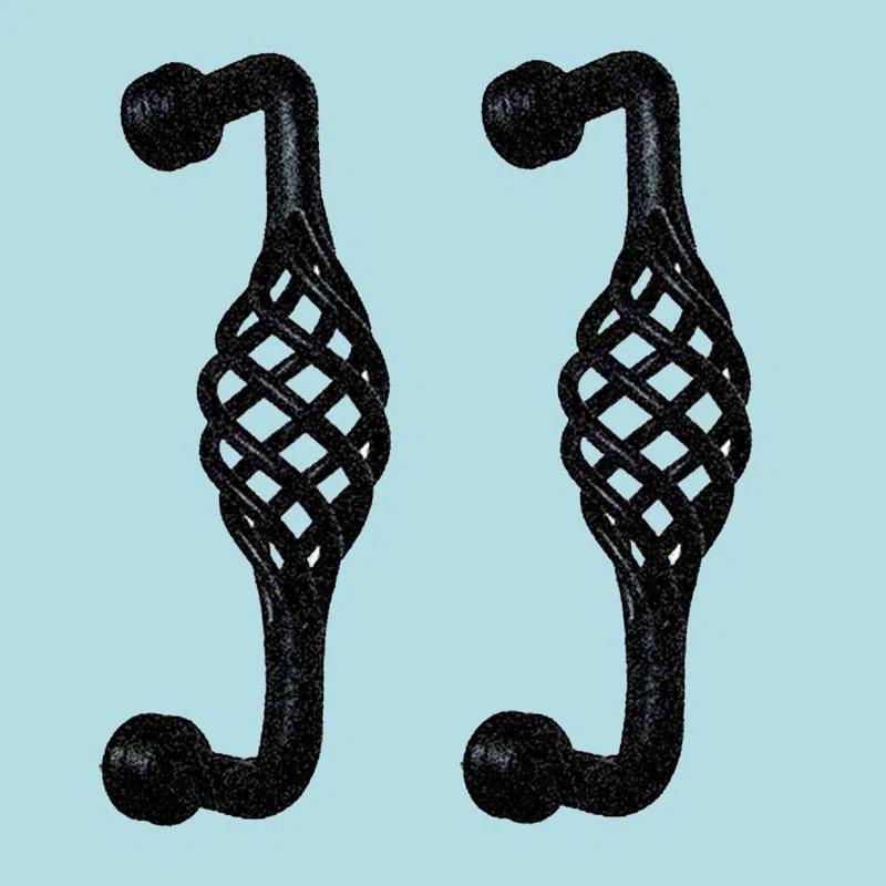 The Renovators Supply Inc. Drawer Handle Cabinet Wrought Iron 5" Center to Center Birdcage Pull (Set of 2)