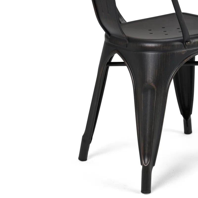 Simpli Home Fletcher Industrial Iron Dining Chair with Stackable Design and Protective Rubber Caps (Set of 2) (Set of 2)