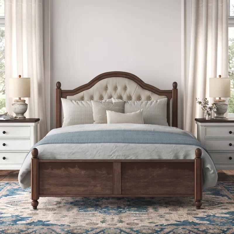 Lark Manor™ Amilio Queen Size Upholstered Bed Solid Wood Platform