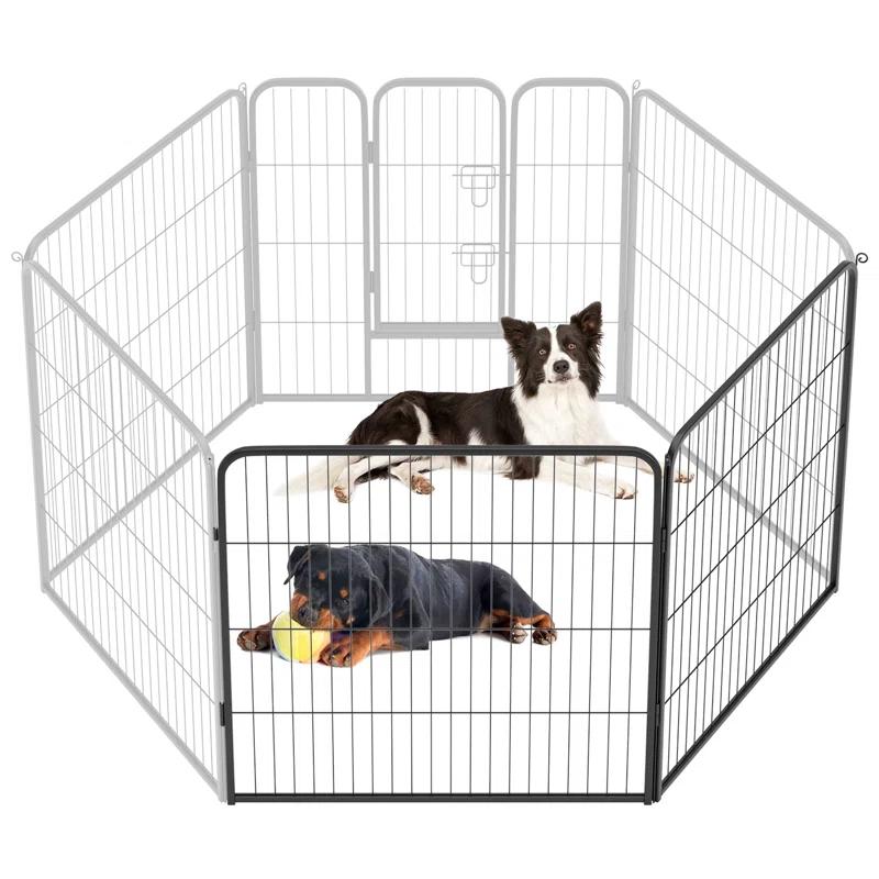 FDW Dog Playpen Indoor 2 Panels Dog Pen For Medium And Large Dogs, Exercise Pen Pet Dog Fence With Doors Pet Puppy Playpen For RV Camping Yard, Black