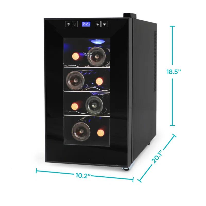 BLACK+DECKER 8-Bottle LED Display Single Zone Freestanding Wine Refrigerator