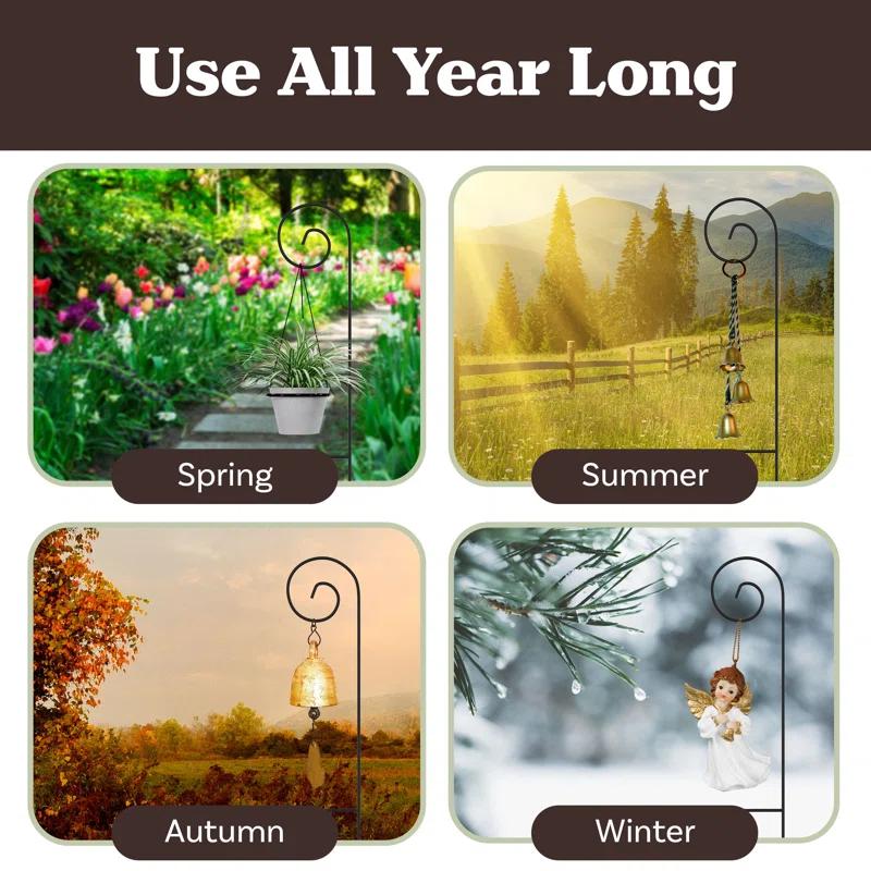 Pure Garden Shepherds Hook 2-Pack - Shepherds Hooks for Outdoor Bird Feeder Pole, Lanterns or Wedding Decor - Metal Shepherd Hooks for Hanging Plants or Hummingbird Feeder Stand by Pure Garden (Set of 2)