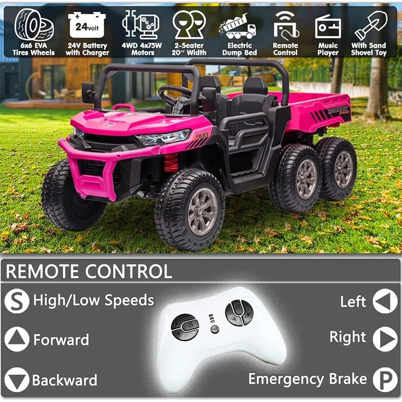 Himimi Delia Himimi 24 Voltage  Ride On Dump Truck, 2 Seater Kids UTV with Electric Dump Bed, Remote Control