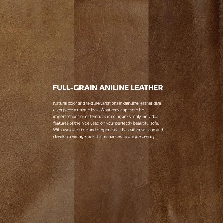 Simpli Home Morrison  Sofa and Ottoman Set in Genuine Leather