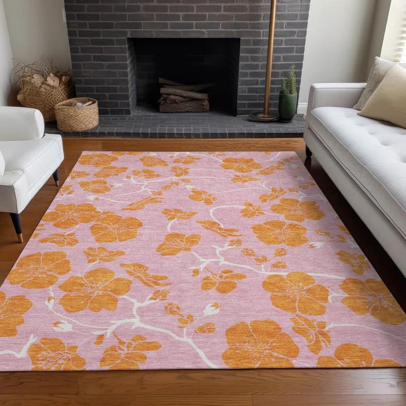 Machine Washable Indoor/Outdoor Chayden ACN1034 Pink Rug