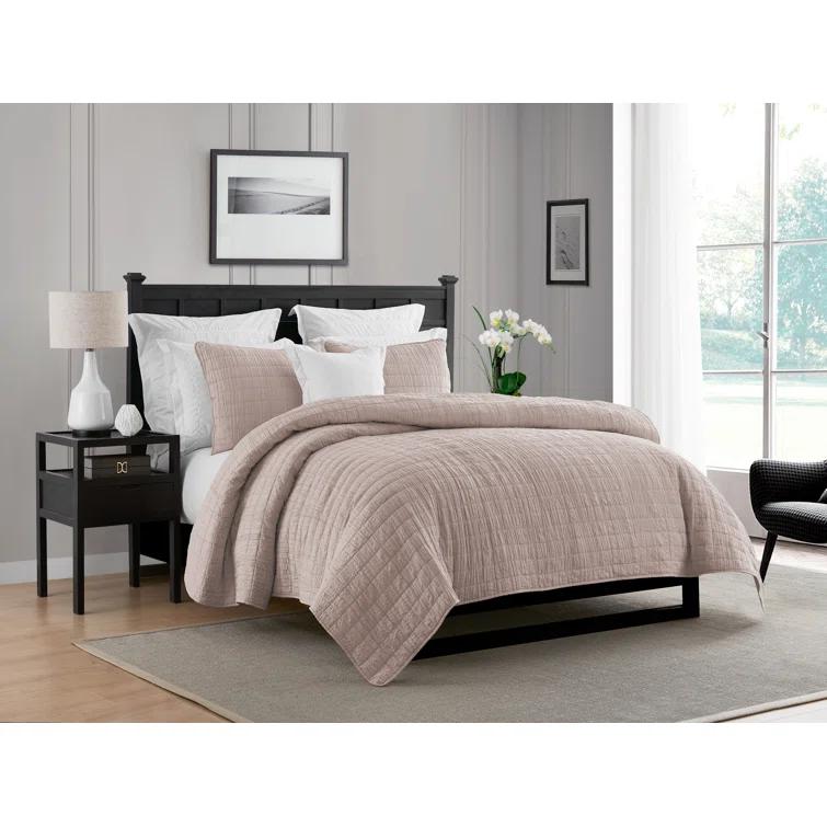 Swift Home Ultra Soft Crinkle Washed Microfiber 3-Piece Quilt Set