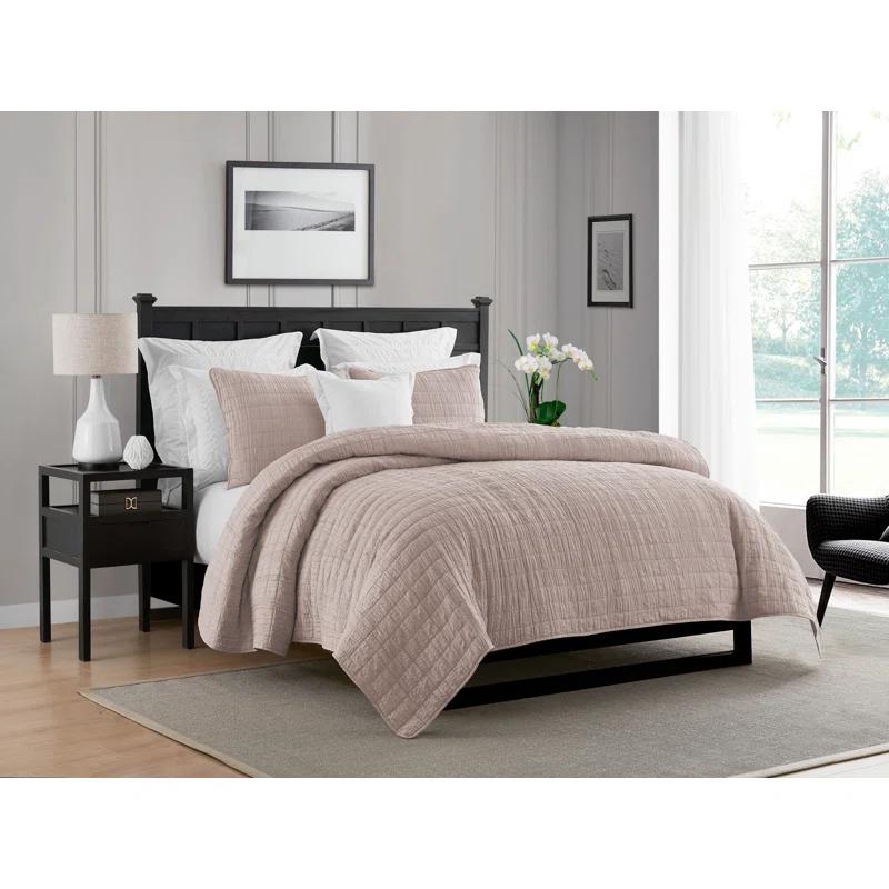 Swift Home Ultra Soft Crinkle Washed Microfiber 3-Piece Quilt Set