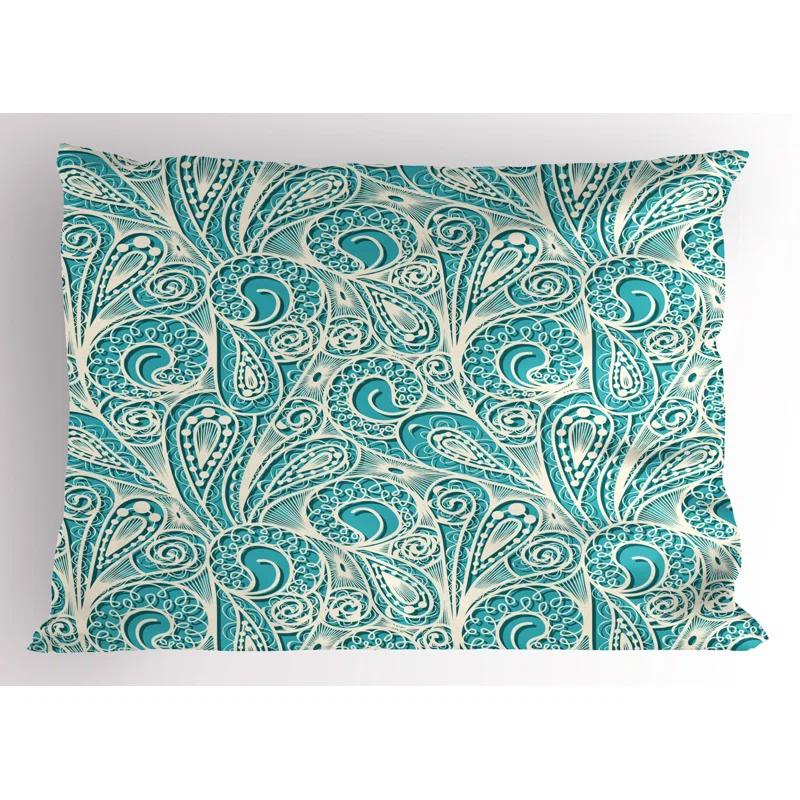 Ambesonne Ambesonne Teal and White Pillow Sham 2 Pack Feminine Fashion Turquoise White
