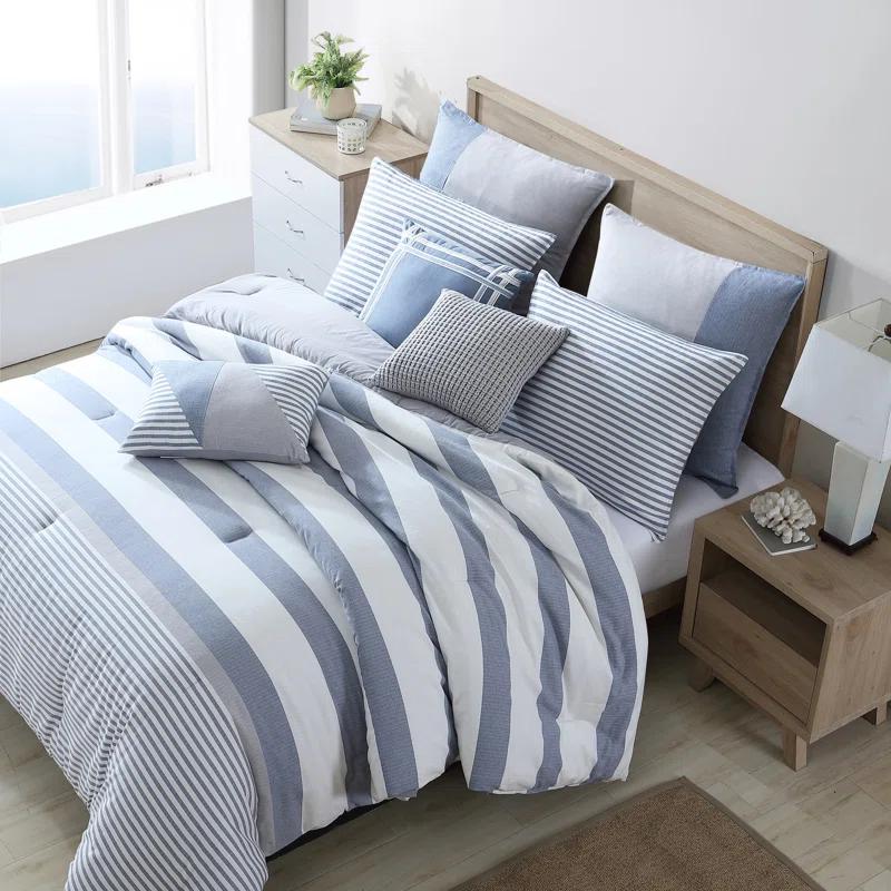 Nautica Nautica Fairwater Blue Cotton Reversible Comforter Set