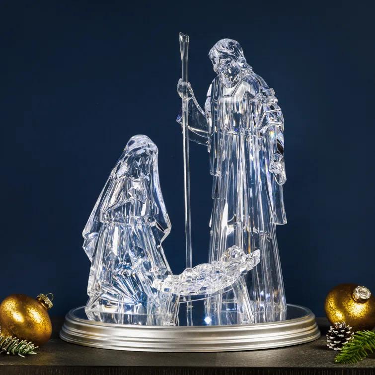 Northlight LED Lighted Acrylic Holy Family Nativity Scene on Mirror Christmas Decoration - 17"