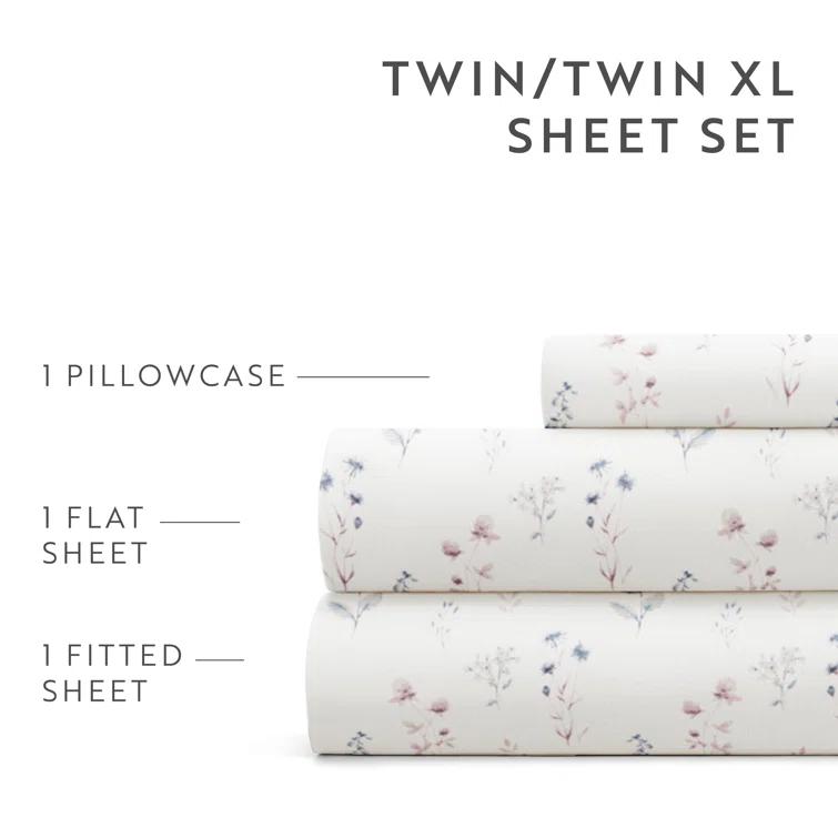 IEnjoy Home 4 Piece Sheet Set Patterned Microfiber Ultra Soft Bedding in Floral Dream