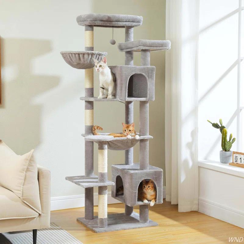 Ophelia & Co. 69" Tall Cat Tree Tower For Indoor Large Cats With Super Large Hammock, Scratching Posts, Condo House And Large Top Perch