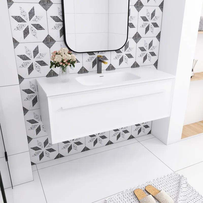 Staykiwi 48'' Single Bathroom Vanity with Solid Surface Top