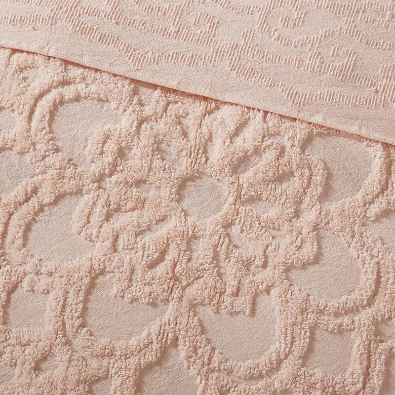 Gracie Mills Ray Boho Tufted Cotton Chenille Medallion Fringe Coverlet Set