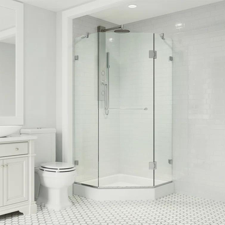 VIGO Piedmont 38" W x 38" D x 79" H Hinged Frameless Shower Enclosure with 3/8 Clear Glass&Base VG6062CHCL38W