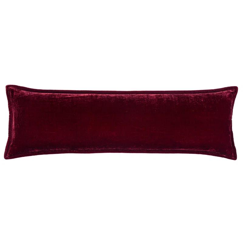 Stella Solid Faux Silk Velvet Romantic Western 14x42 inch Long Lumbar Pillow